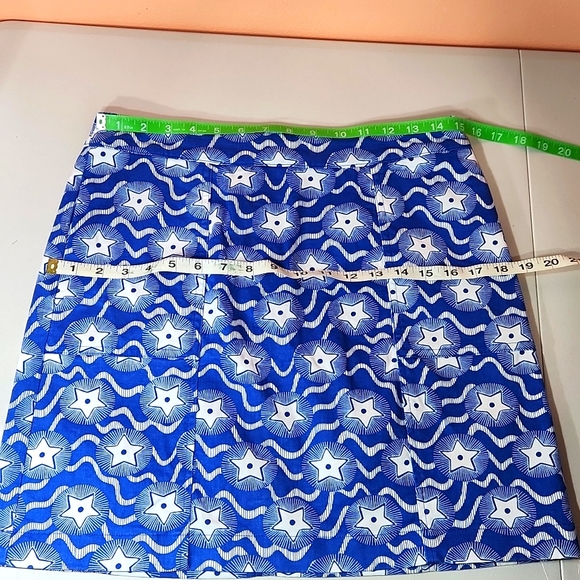 Boden Blue & White Nautical Star Print 6P Cotton & Elastane Skirt - Picture 4 of 10